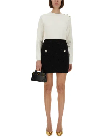 Balmain Beige Viscose Polyester Sweaters In White