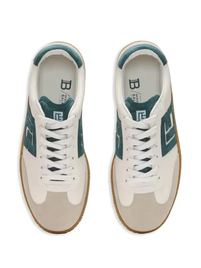 Balmain Swan Suede And Smooth Leather Trainers In Neutral