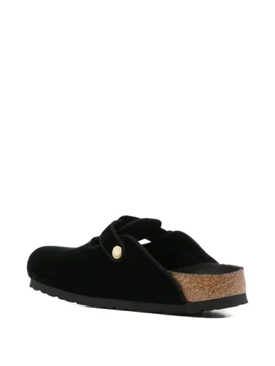 Birkenstock Boston Big Buckle Velvet Mule In Black