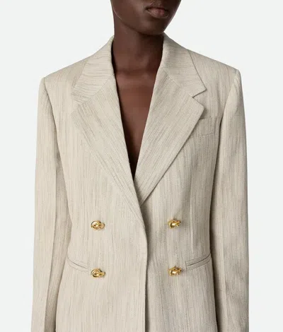 Bottega Veneta Womens Grey Putty Knot Notch-lapels Woven Blazer In Neutral