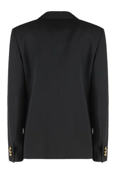 Bottega Veneta Double-breasted Wool Blazer With Embellished Buttons In Black
