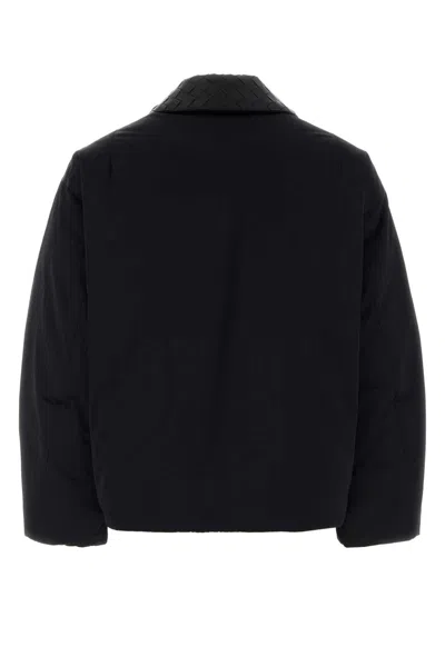 Bottega Veneta Women Down Jacket With Leather Trim And Intrecciato Motif In Black