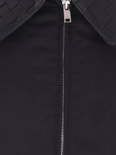 Bottega Veneta Women Down Jacket With Leather Trim And Intrecciato Motif In Black