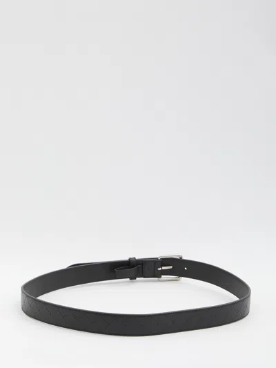 Bottega Veneta Printed Grid Belt In Black