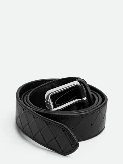 Bottega Veneta Printed Grid Belt In Black