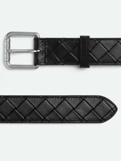 Bottega Veneta Printed Grid Belt In Black
