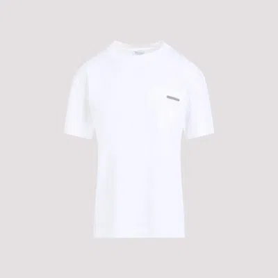 Brunello Cucinelli Chest Pocket Round Neck Short Sleeve T-shirt In White