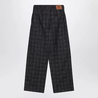 Burberry Indigo Jeans In Check Pattern Denim In Multi
