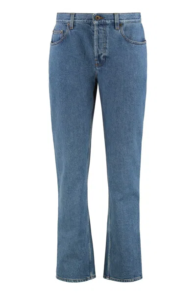 Burberry Straight Cut Five-pocket Denim Trousers In Blue