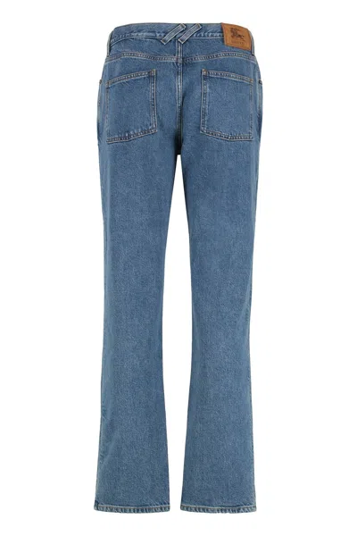 Burberry Straight Cut Five-pocket Denim Trousers In Blue
