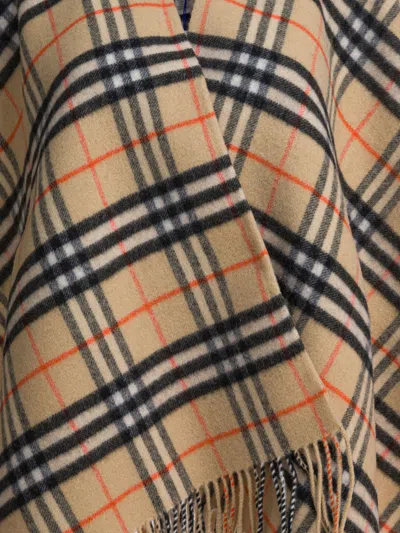 Burberry Wool And Cashmere Cape With Check Pattern In Multi