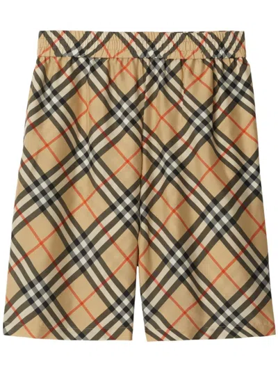 Burberry Beige Check Swim Shorts In Alabaster Pink