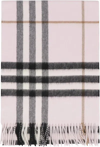 Burberry Checked Cashmere Scarf In Pink