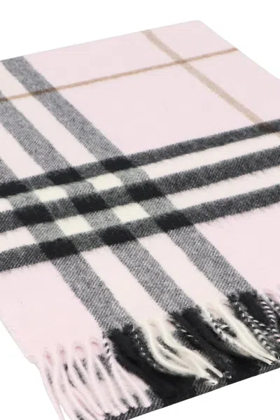 Burberry Checked Cashmere Scarf In Pink