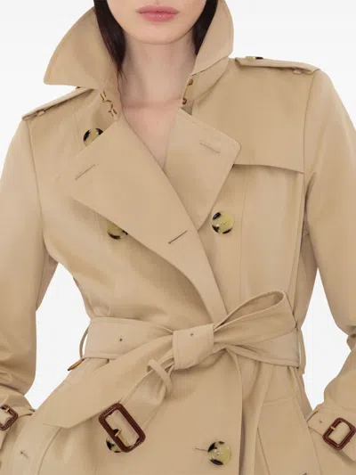 Burberry Breasted Trench Jacket In Neutral