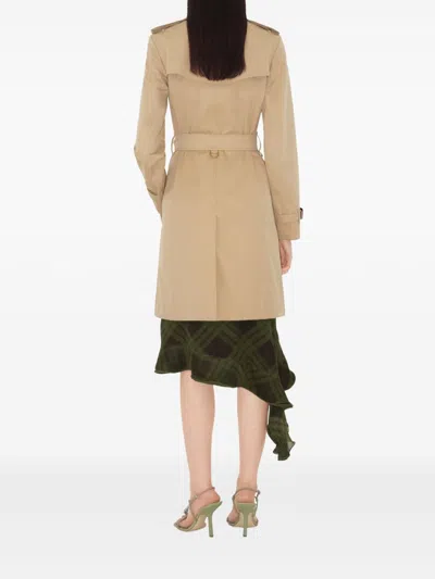 Burberry Breasted Trench Jacket In Neutral