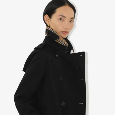Burberry Gabardine Long Waterloo Heritage Trench Coat In Black