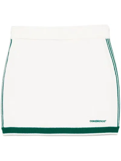 Casablanca Wool Knit Tennis Mini Skirt In White