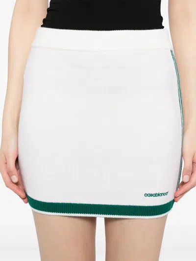 Casablanca Wool Knit Tennis Mini Skirt In White