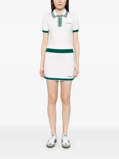Casablanca Wool Knit Tennis Mini Skirt In White