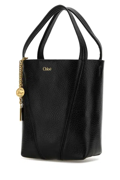 Chloé Chloè Spin Small Leather Tote Bag In Black