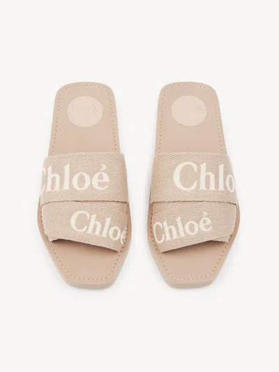 Chloé Woody Slippers In Neutral