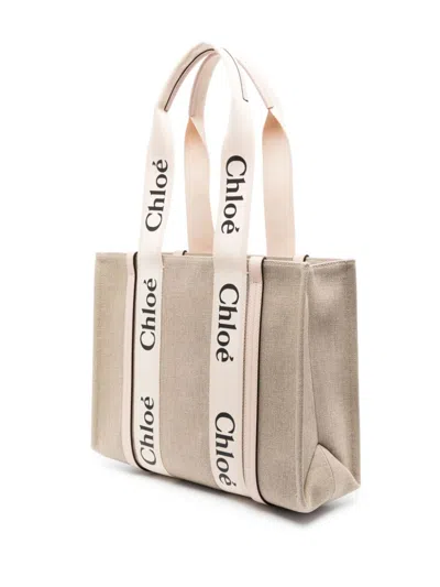 Chloé Chloè Woody Medium Tote Bag In Neutral