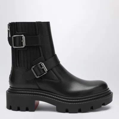 Christian Louboutin Ankle Biker Boots With Buckle And Chunky Sole In Black