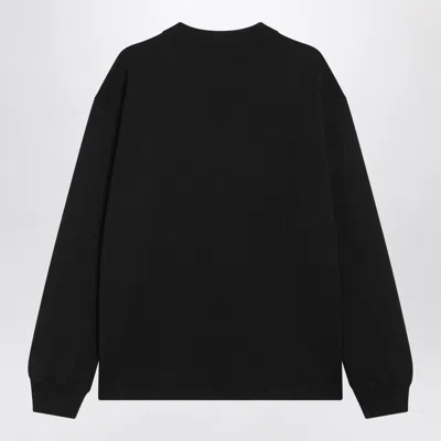 Dolce & Gabbana Dolce&gabbana Black Cotton Sweatshirt With Logo Patch In Black