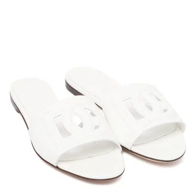 Dolce & Gabbana White Calf Leather Sandals In White