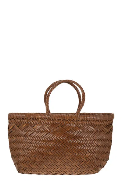 Dragon Triple Jump Small - Woven Leather Bag In Brown