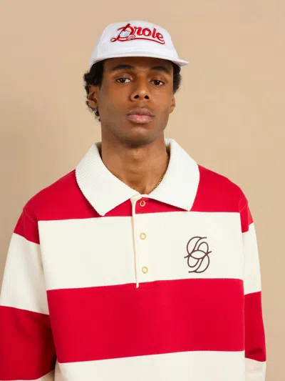 Drôle De Monsieur Striped Long Sleeve Polo Shirt With Embroidery In Multi