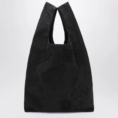 Dsquared2 Black Canvas Tote With Patches Men