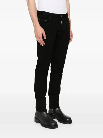 Dsquared2 Slim-fit Black Denim Pants In Black