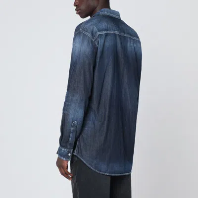 Dsquared2 Dan Shirt In Washed Blue Denim In Blue