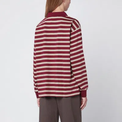 Dunst Bordeaux Sweater With All-over Striped Motif And Front Logo In Cotton Woman In Brown