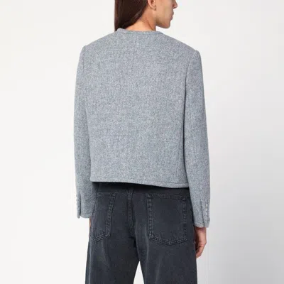 Dunst Grey Crewneck Jacket With Buttons On The Front In Gray