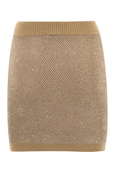 Elisabetta Franchi Knitted Skirt In Brown
