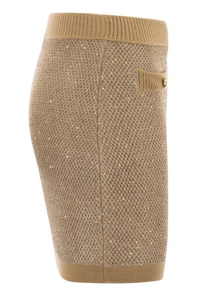 Elisabetta Franchi Knitted Skirt In Brown