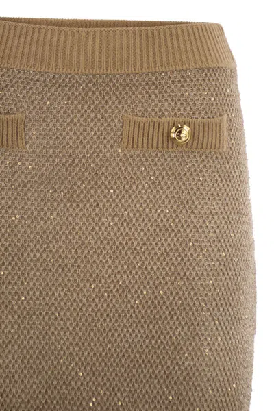 Elisabetta Franchi Knitted Skirt In Brown