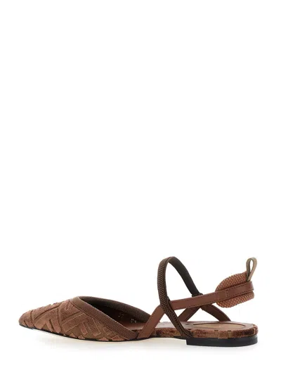 Fendi Kitten Ff Sling Back In Brown