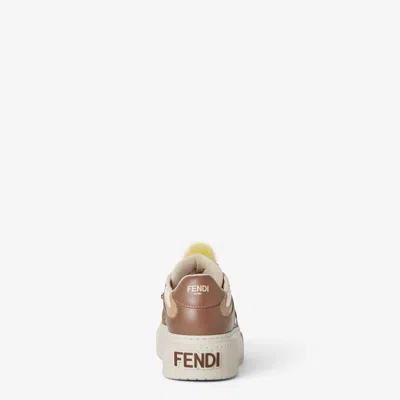 Fendi Sneakers Chunky Sole Contrast Panels In Brown
