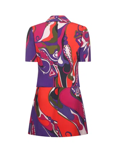 Pucci Fitted Waist Mini Dress With Button Accents In Multi