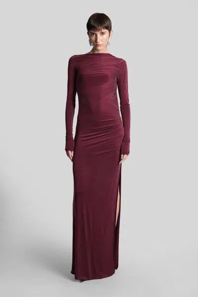 The Andamane Sophie Maxi Long Dress In Bordeaux Polyamide Polyester In Red