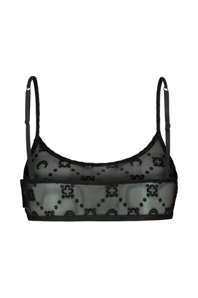 Marine Serre Recycled Mesh Flock Bralette Clothing In Black