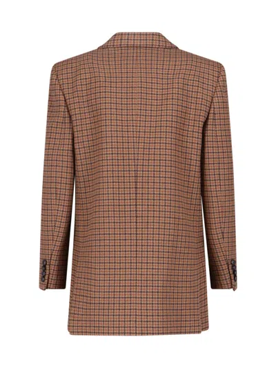 Chloé Checked Double-breasted Wool-blend Blazer In Multi