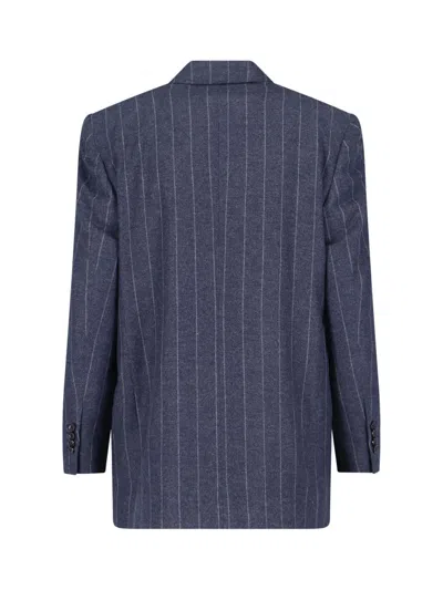 Lardini Tailored Blazer With Pinstripe And Buttons In Blue