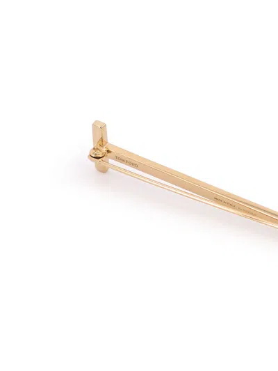 Tom Ford T-shaped Gold-tone Brooch Pin In Gold