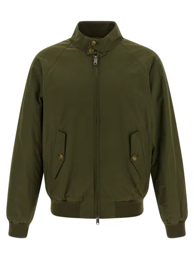 Baracuta High Collar Polyester Blend Jacket With Flap Pockets In Green