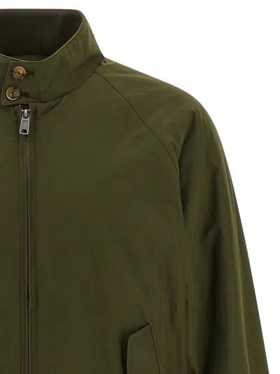 Baracuta High Collar Polyester Blend Jacket With Flap Pockets In Green